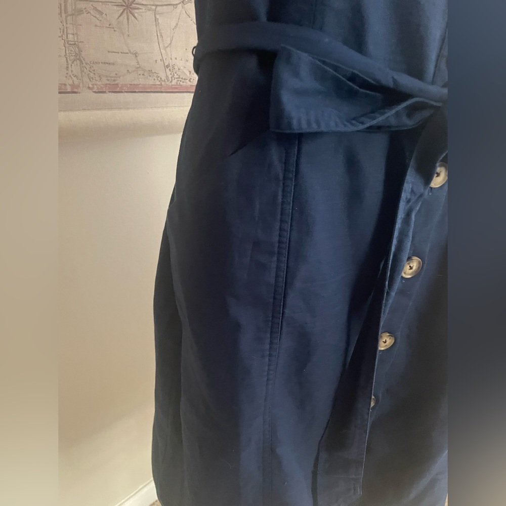 LOFT Navy Linen Sleeveless Tie Dress 14 - Picture 4 of 7
